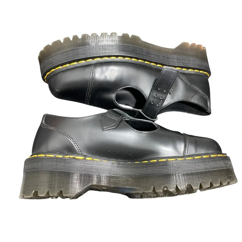 Dr. Martens Bethan Black Leather Quad Platform Mary Jane Shoes US 9 UK 7 EU 41